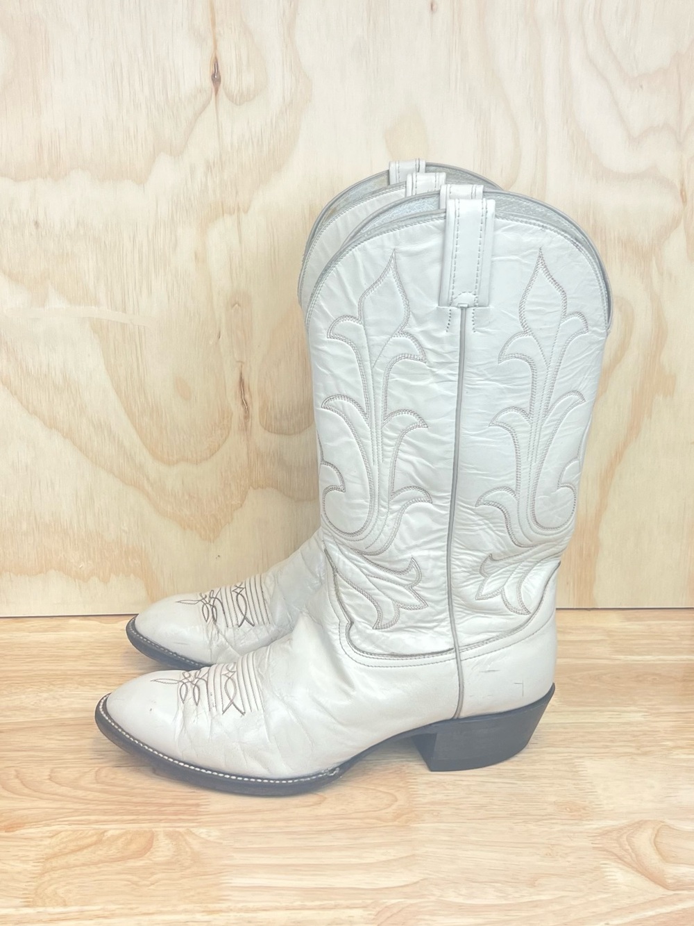 Vintage Hondo Cowboy Boots Men’s Size 11 EE Western Round Toe White - Picture 2 of 8